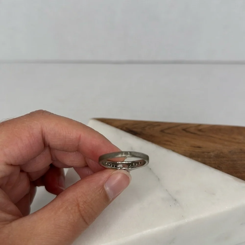 Vintage Silver Ring with Clear Gem lot D1